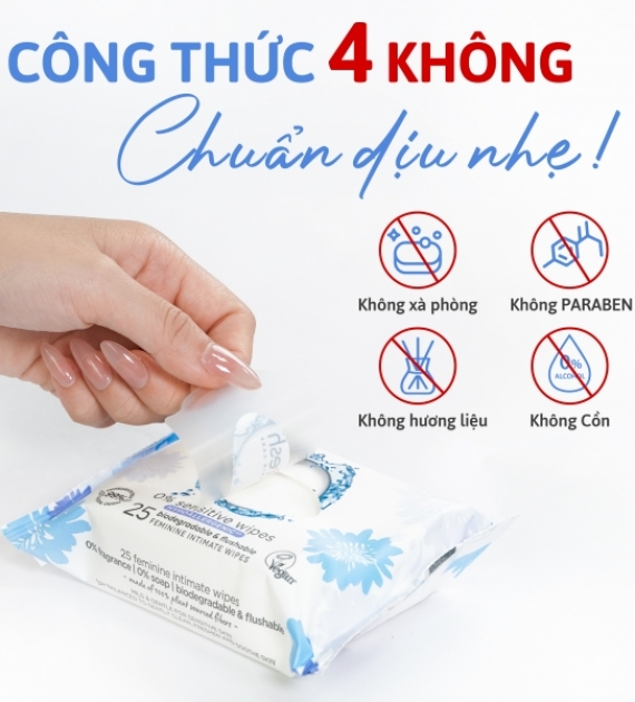 KHĂN ƯỚT VỆ SINH PHỤ NỮ (FEMFRESH INTIMATE SKIN CARE 0% SENSITIVE WIPES 25 WIPES) 