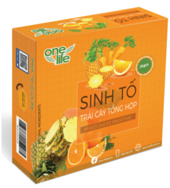SINH TỐ TỔNG HỢP TRÁI CÂY TỰ NHIÊN HỘP 25 GÓI*20GR