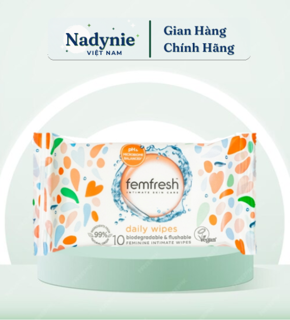 KHĂN ƯỚT VỆ SINH PHỤ NỮ (FEMFRESH INTIMATE SKIN CARE DAILY WIPES 10 WIPES) 