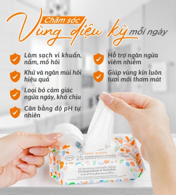 KHĂN ƯỚT VỆ SINH PHỤ NỮ (FEMFRESH INTIMATE SKIN CARE DAILY WIPE 25 WIPES)