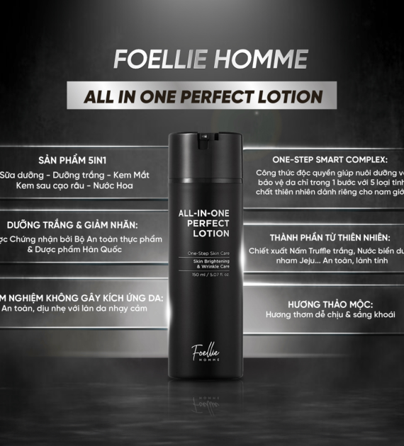 SỮA DƯỠNG DA FOELLIE HOMME ALL-IN-ONE PERFECT LOTION 150ML