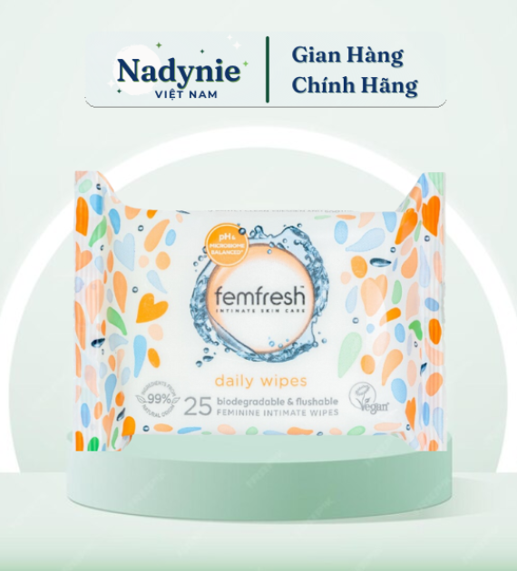 KHĂN ƯỚT VỆ SINH PHỤ NỮ (FEMFRESH INTIMATE SKIN CARE DAILY WIPE 25 WIPES)
