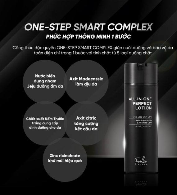 SỮA DƯỠNG DA FOELLIE HOMME ALL-IN-ONE PERFECT LOTION 150ML