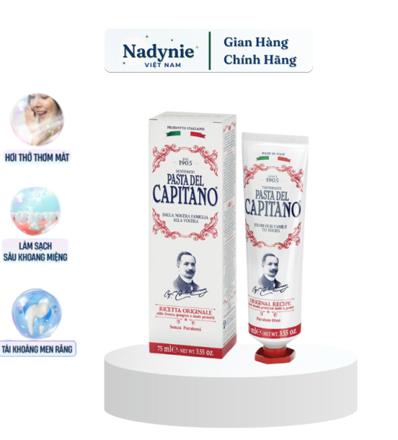 Kem đánh răng  Pasta Del Capitano 1905 hương quế chống hôi miệng Capitano Original Recipe