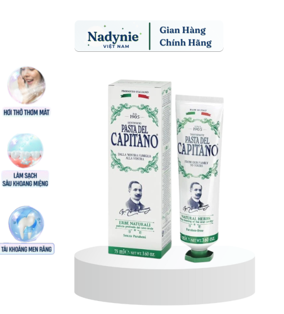Kem đánh răng Pasta Del Capitano 1905 thảo mộc Capitano Natural Herbs 