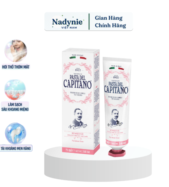 Kem đánh răng  Pasta Del Capitano 1905 cho ê buốt cho răng nhạy cảm Capitano Sensitive