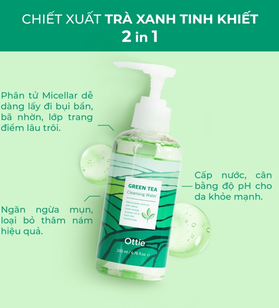 Nước Tẩy Trang Trà Xanh Ottie 200ml