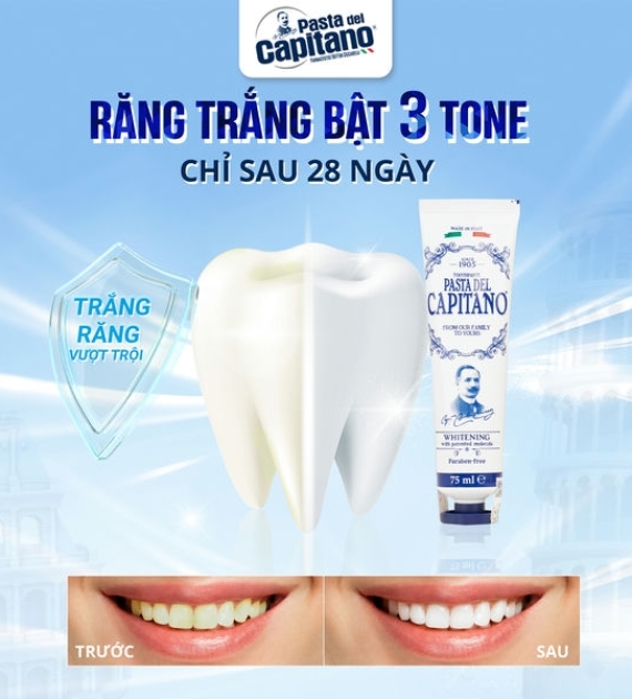 Kem đánh răng  Pasta Del Capitano 1905 làm trắng răng Capitano Whitening