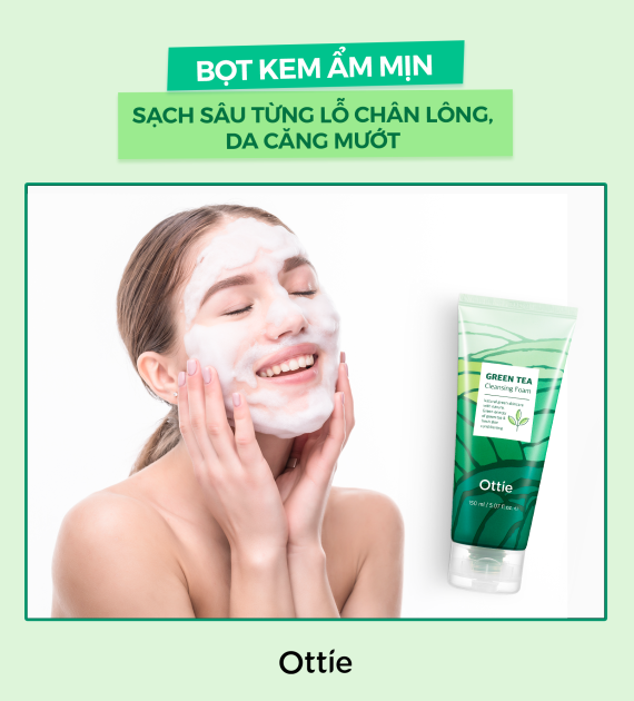 Sữa Rửa Mặt Trà Xanh Ottie Green Tea Cleansing Foam 150ml