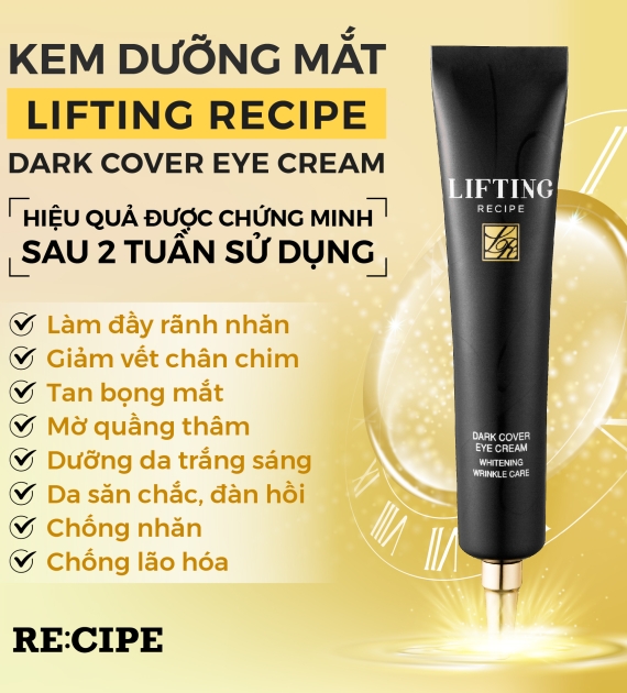 Kem dưỡng mắt RECIPE mờ thâm dưỡng sáng, giảm nếp nhăn, kem mắt Lifting Recipe Dark Cover Eye Cream 30ml