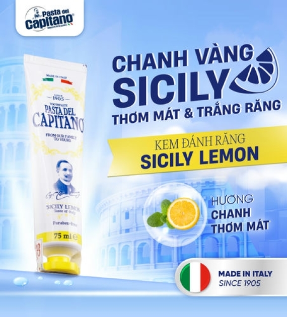 Kem đánh răng  Pasta Del Capitano 1905 hương chanh Sicily Lemon