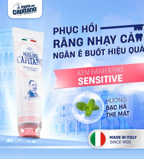 Kem đánh răng  Pasta Del Capitano 1905 cho ê buốt cho răng nhạy cảm Capitano Sensitive