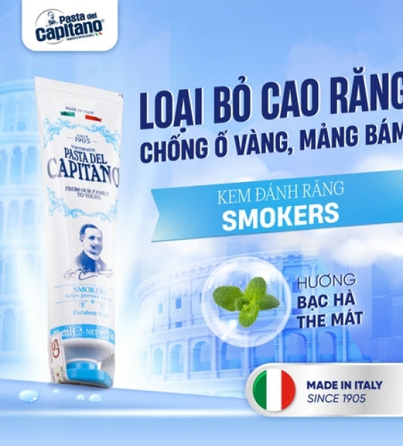 Kem đánh răng Capitano dành cho người hút thuốc Pasta del Capitano 1905 Smokers 