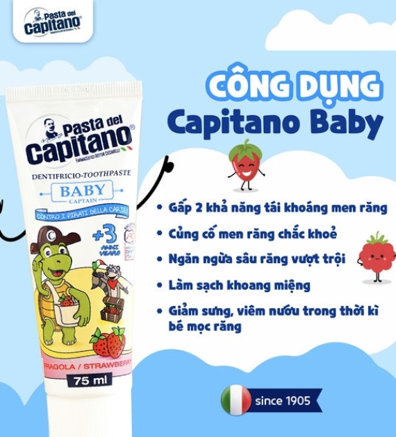 Kem đánh răng Capitano Trẻ Em Hương Dâu Pasta del Capitano 1905 Baby Strawberry