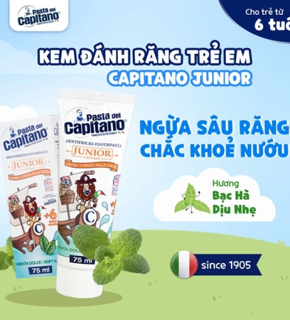 Kem đánh răng Capitano Trẻ Em Hương Bạc Hà Pasta del Capitano 1905 Soft Mint