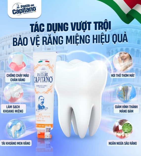 Kem đánh răng Pasta Del Capitano 1905 vitamin ACE bảo vệ toàn diện Capitano Vitamin ACE