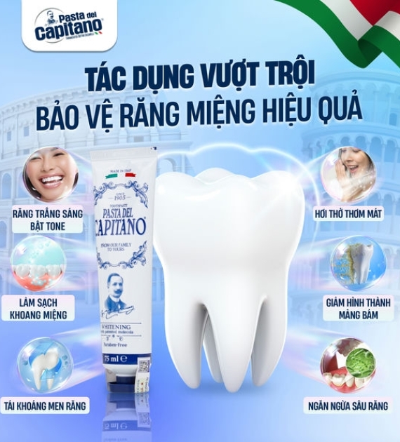 Kem đánh răng  Pasta Del Capitano 1905 làm trắng răng Capitano Whitening