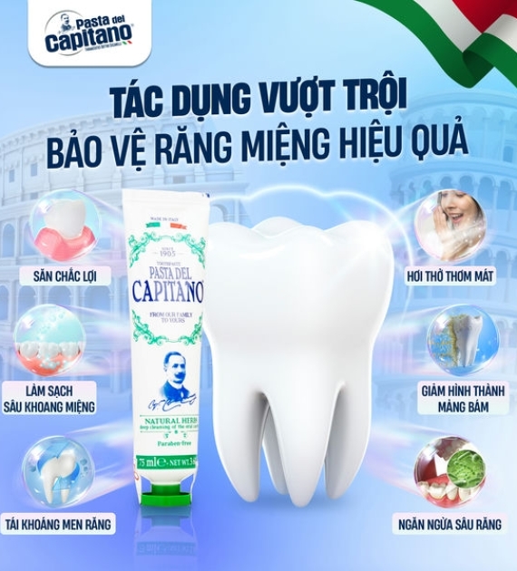 Kem đánh răng Pasta Del Capitano 1905 thảo mộc Capitano Natural Herbs 