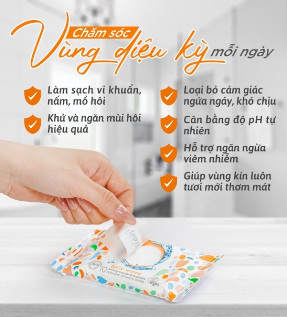 KHĂN ƯỚT VỆ SINH PHỤ NỮ (FEMFRESH INTIMATE SKIN CARE DAILY WIPES 10 WIPES) 