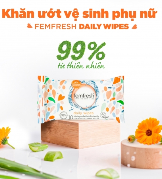 KHĂN ƯỚT VỆ SINH PHỤ NỮ (FEMFRESH INTIMATE SKIN CARE DAILY WIPES 10 WIPES) 