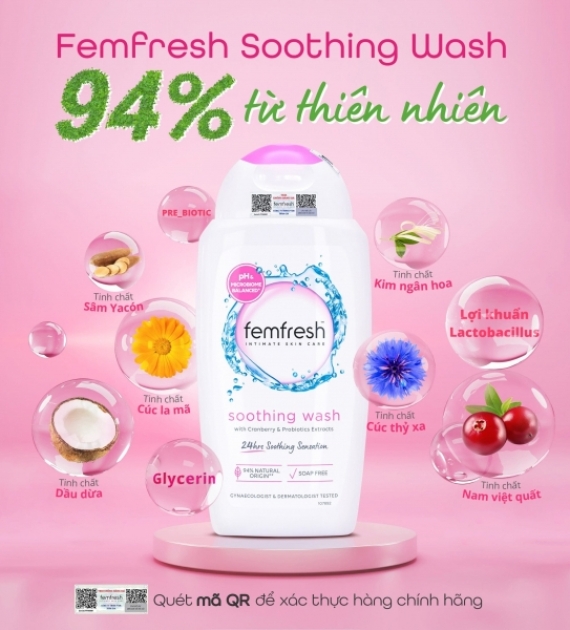 DUNG DỊCH VỆ SINH PHỤ NỮ CAO CẤP HÀNG NGÀY FEMFRESH SOOTHING WASH 250ML