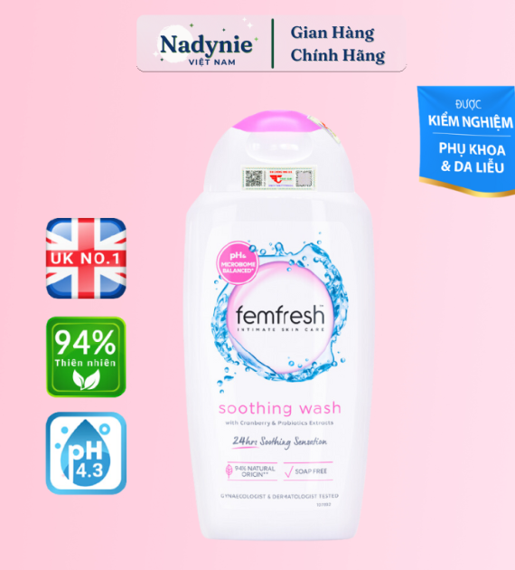 DUNG DỊCH VỆ SINH PHỤ NỮ CAO CẤP HÀNG NGÀY FEMFRESH SOOTHING WASH 250ML
