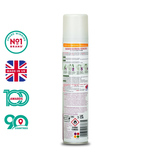  DẦU GỘI KHÔ BATISTE HƯƠNG HOA CỎ NỮ TÍNH, TƯƠI MÁT - WILDFLOWER 